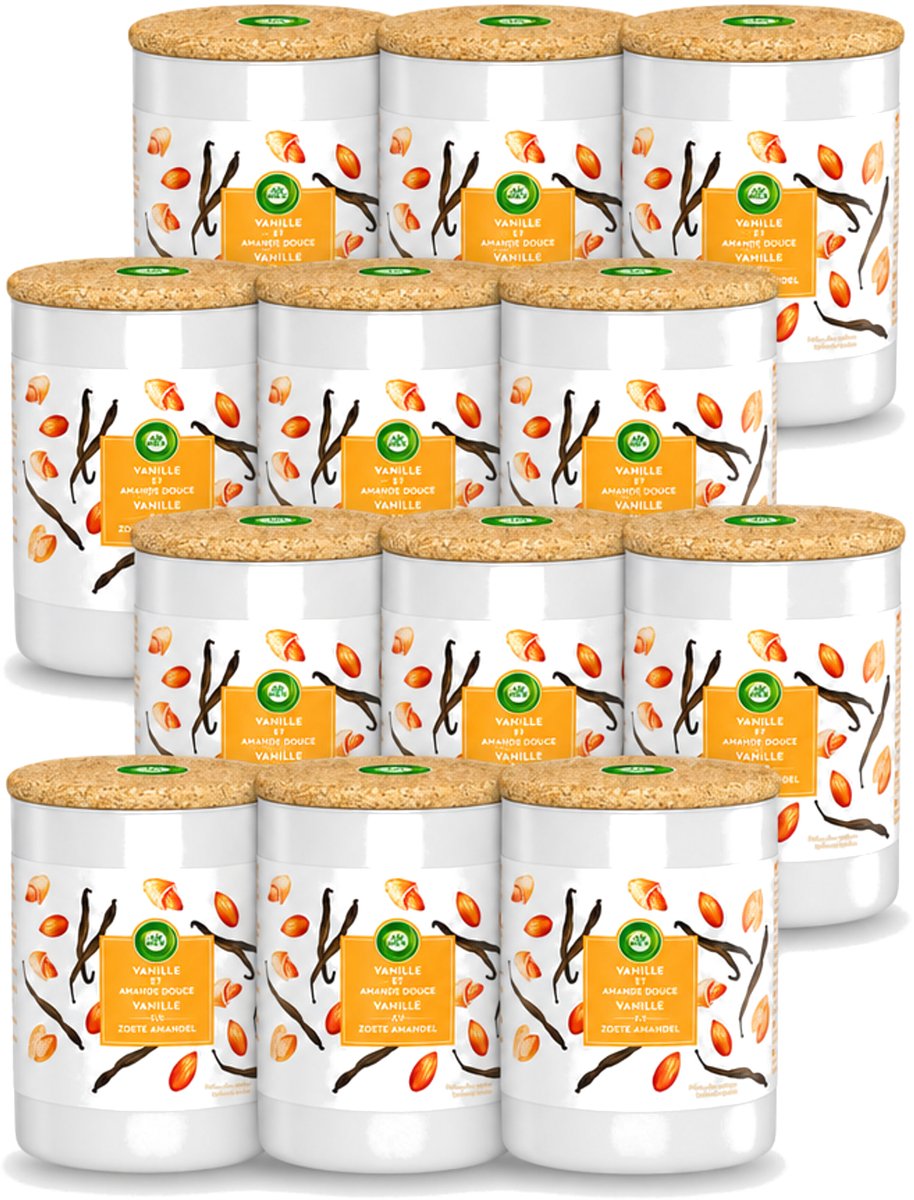 Air Wick 12 x Air Wick - Geurkaars - Vanille & Zoete Amandel - 35 Uur Brandduur - Voordeelverpakking - 12 stuks Oranje