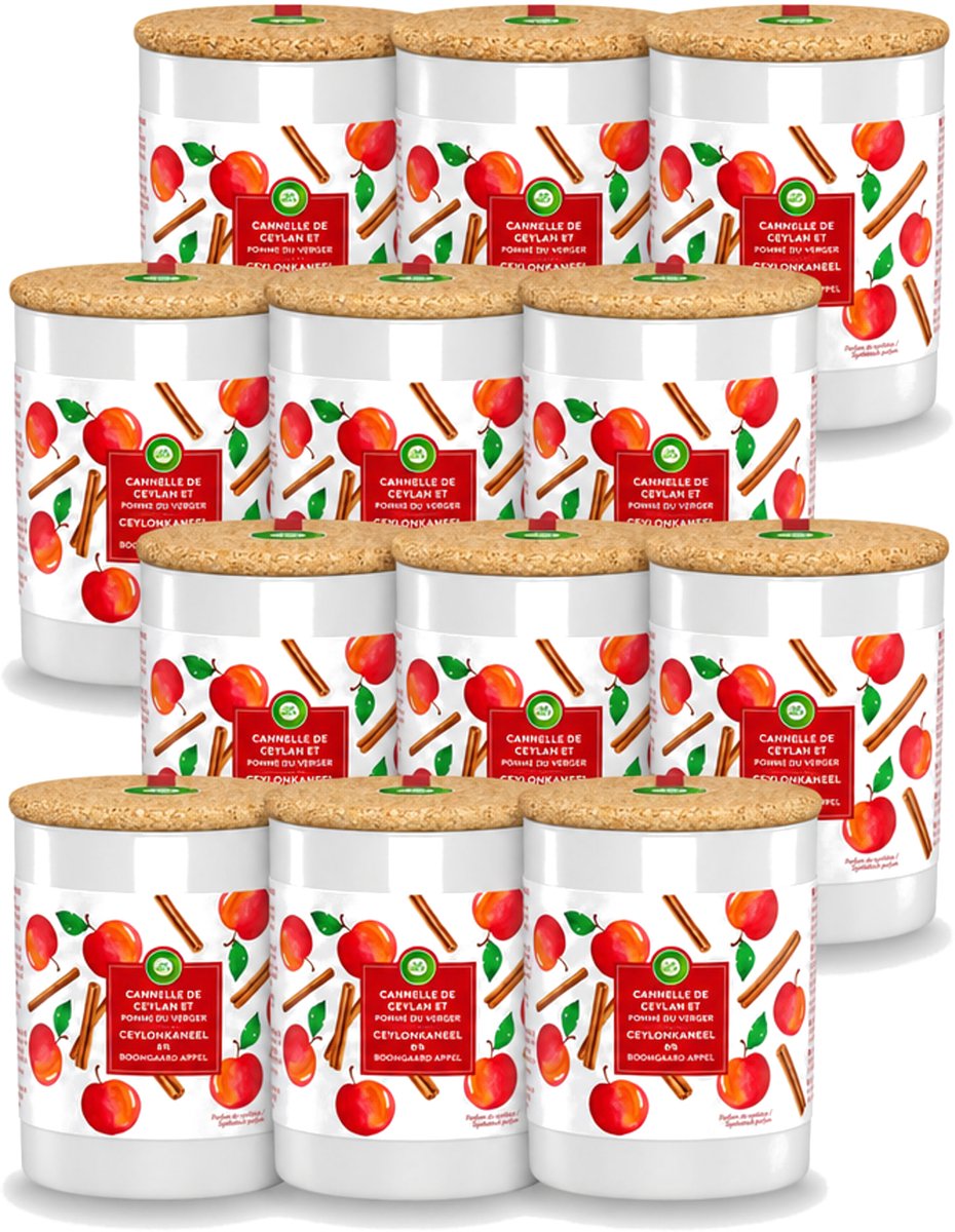 Air Wick 12 x Air Wick - Geurkaars - Kaneel & Boomgaard Appel - 35 Uur Brandduur - Voordeelverpakking - 12 stuks Rood