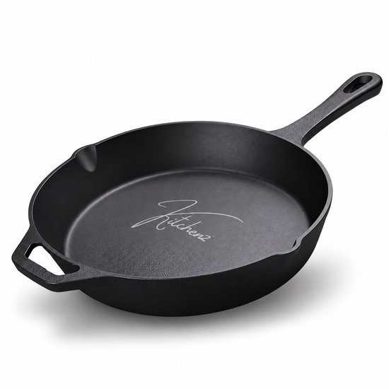 Kitchenz® Gietijzeren Pan 30CM – Koekenpan voor Inductie & BBQ – Gietijzer & Multifunctioneel Skillet