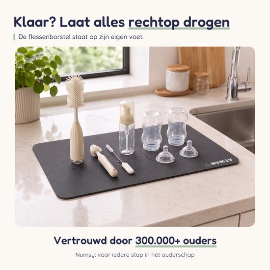 Numsy Flessenborstel Set met Schuimpomp - 4-delig - Siliconen Flessenborstel, Speenborstel en Rietjesborstel — afbeelding 3