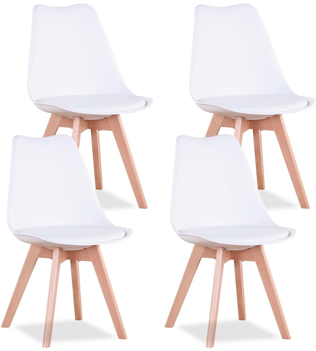 Marqs Eetkamerstoelen set van 4 Wit - Stoel - Stoelen - Modern en stijlvol - Antislip - Stevig - Onderhoudsvriendelijk - 82x55x48cm