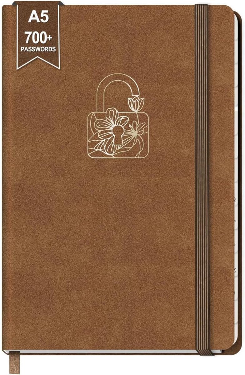 Notebooks A5 - lotus bloemenpatroon - bruin - duurzaam voor creatief schrijven - ShopVlot