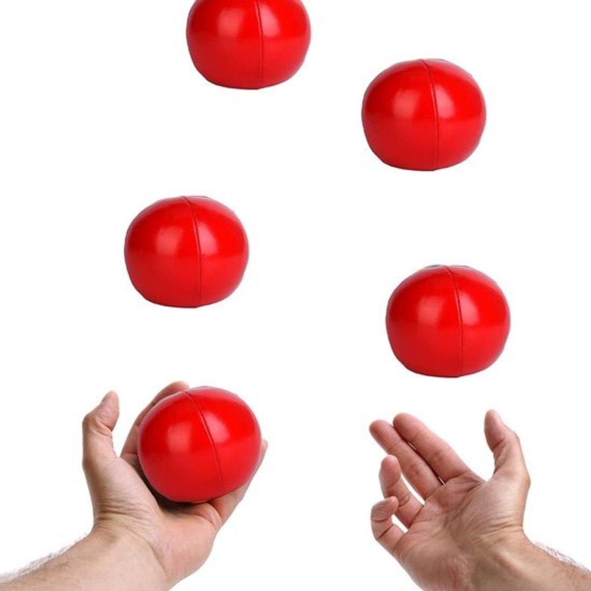 Jongleerballenset - Oefenballen voor behendigheid - Voor betere motoriek - Scheurbestendig PU-leer - 3 stuks - Rood