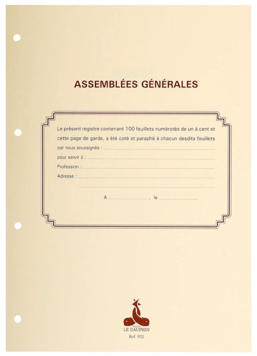 Le Dauphin vulling Assemblées générales, 297×210 mm, 4-gaats geperforeerd, 100 vel 90g