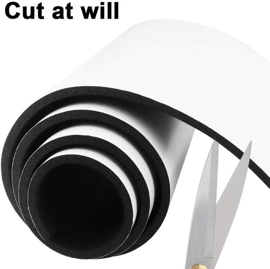 Zelfklevende cellulaire rubberen schuimrol 300mm breed x 12mm diameter x 3m lang - Multifunctioneel neopreen schuim, eenvoudig te snijden voor DIY-projecten, ideaal voor isolatie en geluidsdemping — afbeelding 2