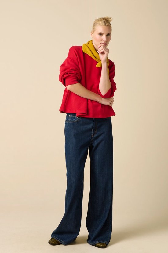 Rode Sweater Met Peplum