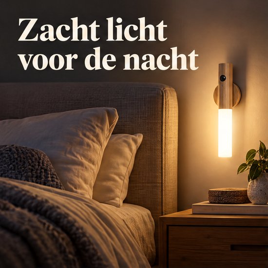 Cheqo® Nachtlamp met Bewegingssensor - Draadloze Wandlamp Binnen - Oplaadbare LED Lamp - Warm Wit Licht - Nachtlampje met Magneet - Sensorlamp - Zaklamp - Draagbare Lamp - USB Oplaadbaar - Noodverlichting voor Slaapkamer en Hal van Cheqo® — afbeelding 4