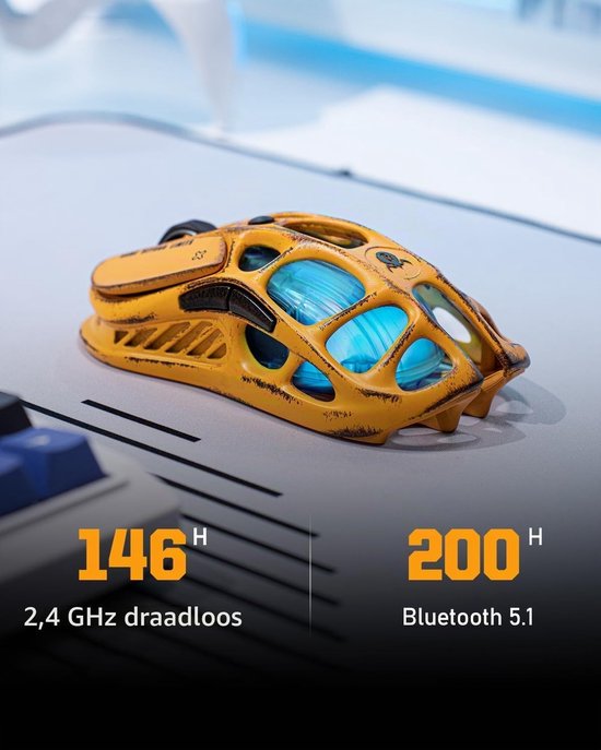 Draadloze Gaming Muis voor Hoogwaardige Prestaties - Ergonomisch Ontwerp, Snelle Respons, Geavanceerde Sensor - Geel — afbeelding 2