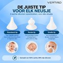 Drie witte siliconen opzetstukken: Standaard, Rond en Smal, voor elke neusvorm.