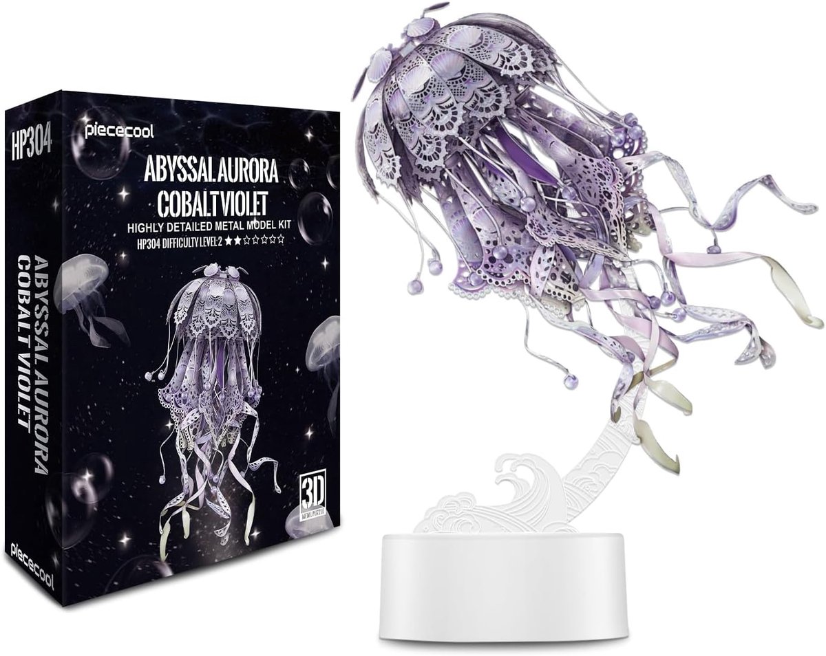 Piececool 3D Puzzle Metal Jellyfish Lamp, Model Kit for Adults with Power Connection, 3D Puzzle for 430 Stainless - ShopVlot