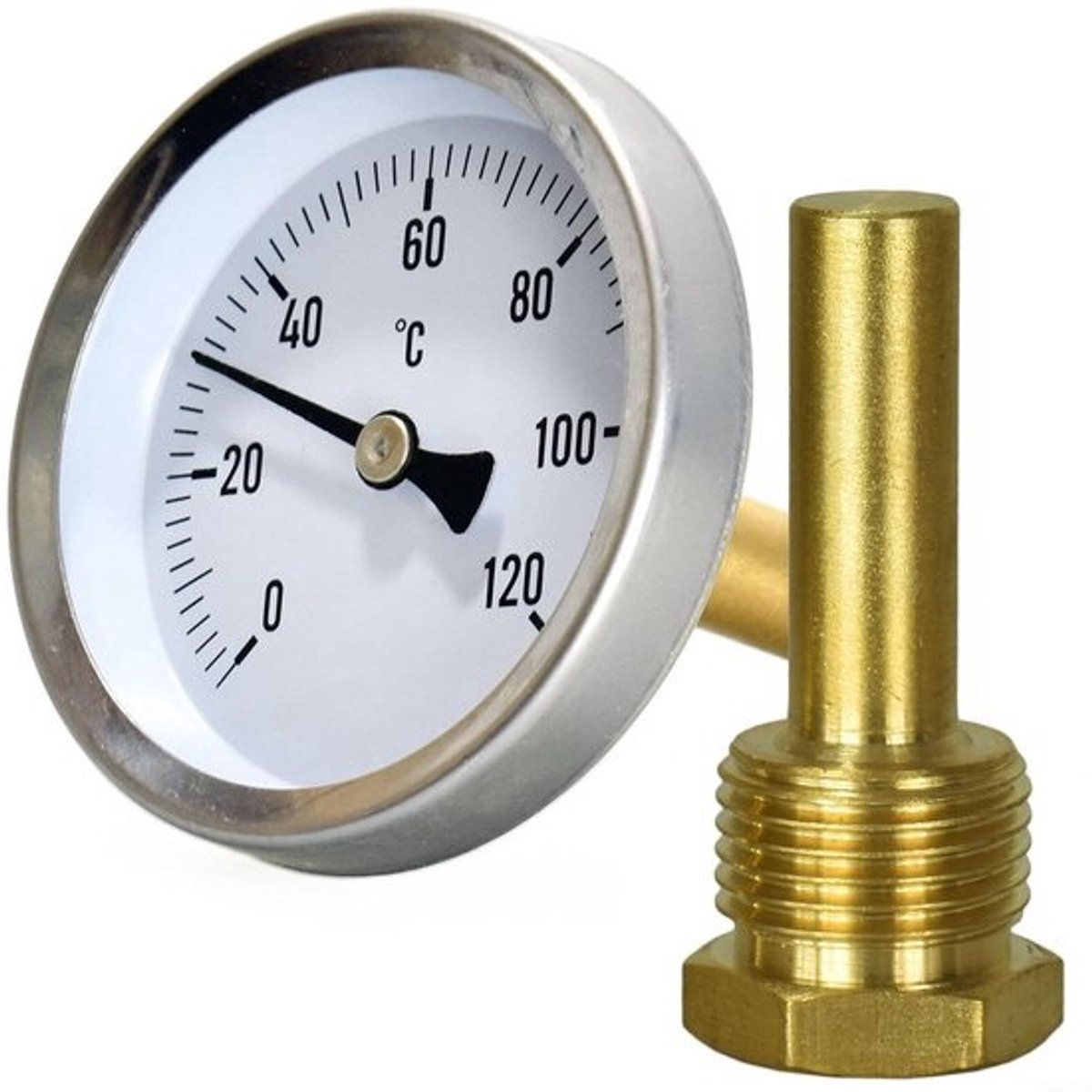Waterleidingthermometer van 0-120 °C - voor verwarming en radiatoren - Nauwkeurige temperatuurmeting