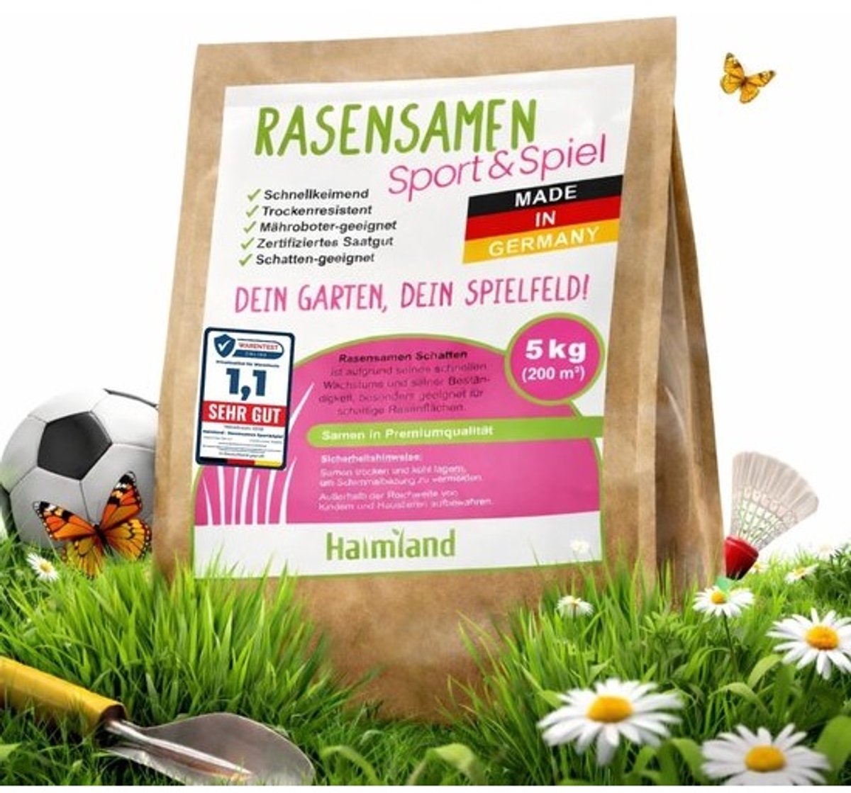 Snelkiemend graszaad - Duurzaam sportgazon - Voor intensief gebruik - Droogtebestendig herfstgras - 5 kg - 200 m²