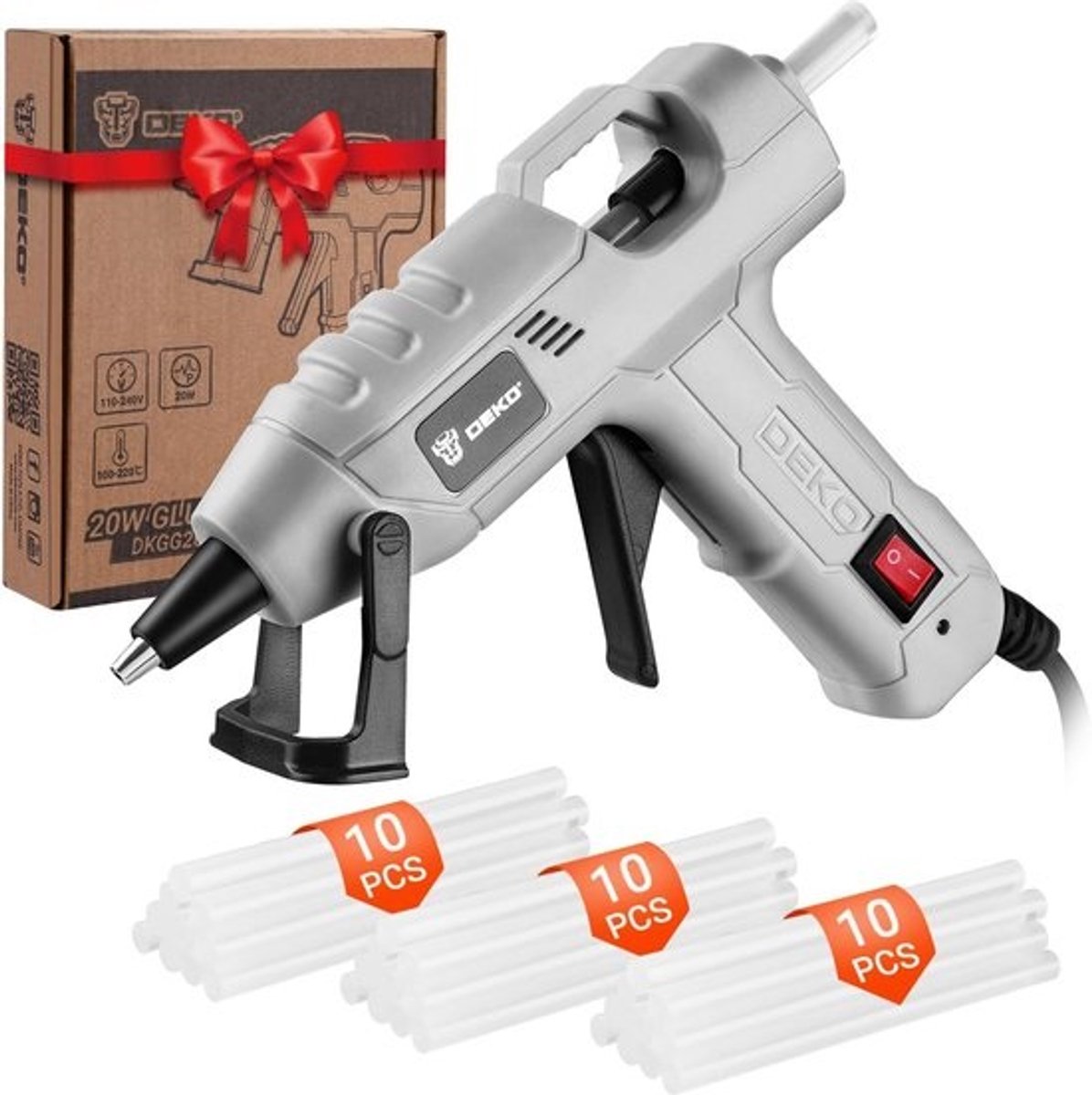 Mini-lijmpistool - Lijmpistool voor knutselen - Voor doe-het-zelfprojecten - Inclusief 30 lijmsticks - Vermogen 20 watt - Grijs