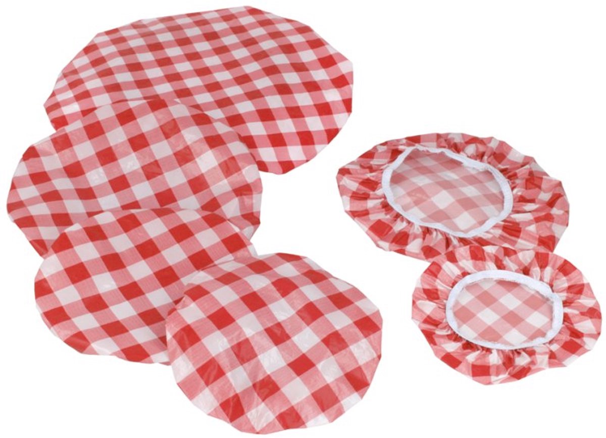 metaltex pannenhoezen, kunststoff, geruit rood/blauw, set van 6 maten