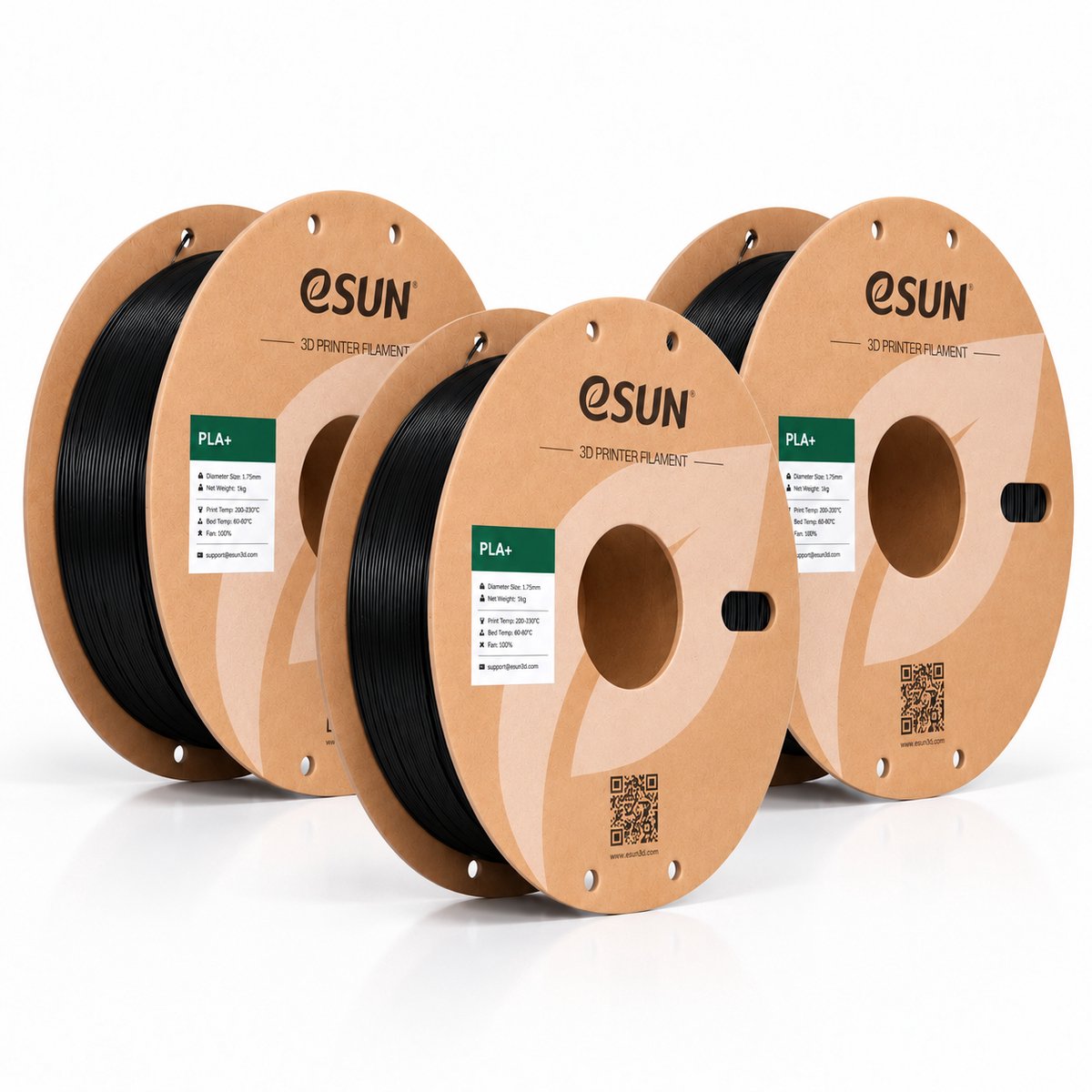 eSUN PLA Filament Zwart 1.75mm – 3kg Voordeelverpakking (3x 1kg) – 3D Printer Filament – Black PLA Plus