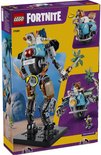 Boîte du kit de construction LEGO Fortnite avec un robot et une moto, bleu, marron, orange.