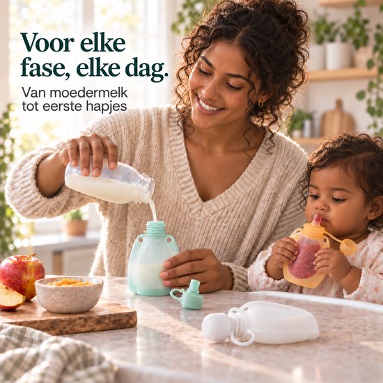 Squeezie Knijpzakjes Herbruikbaar voor babyvoeding - Knijpfruit - Bewaarbakjes babyvoeding - Borstvoeding bewaarzakje - 3 stuks - 120ml - BPA vrij - Steriliseerbaar van Squeezie — afbeelding 4