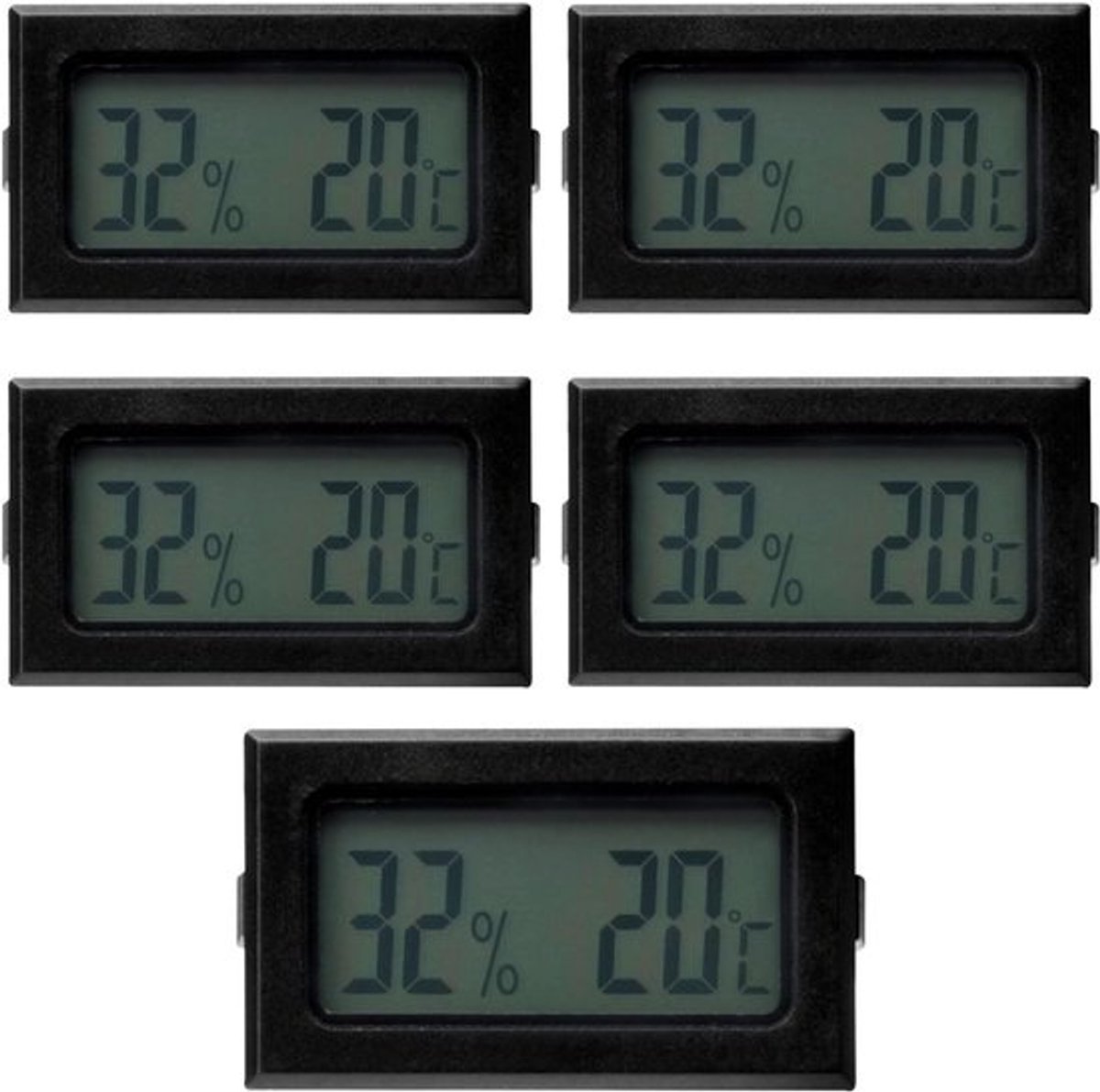 5x digitale mini-thermometer en hygrometer - Voor binnen en broeikas