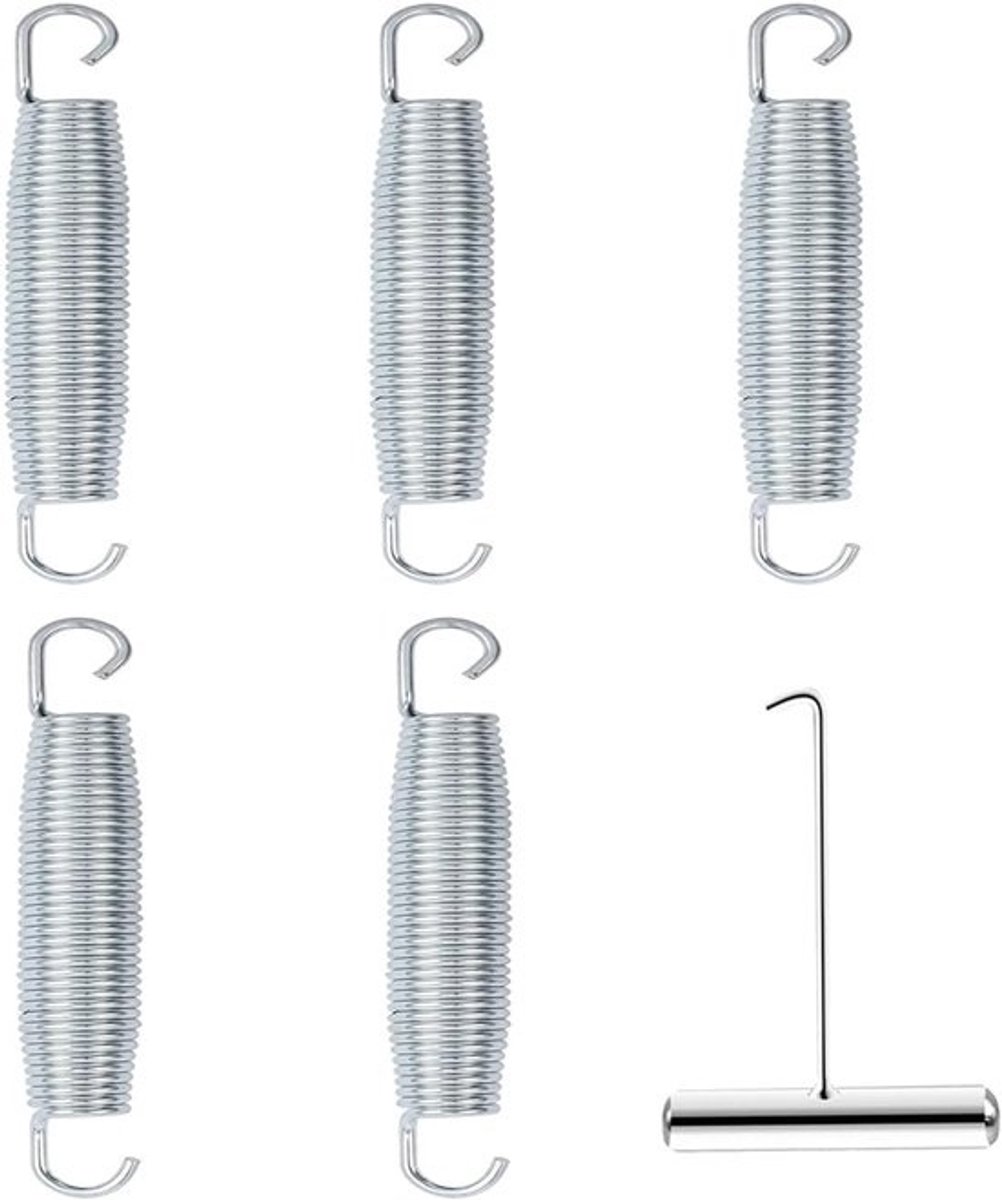 Trampolineveren - vervangingsdelen - trampolinesonderhoud - licht gebogen - 5.5 inch - zilverkleurig