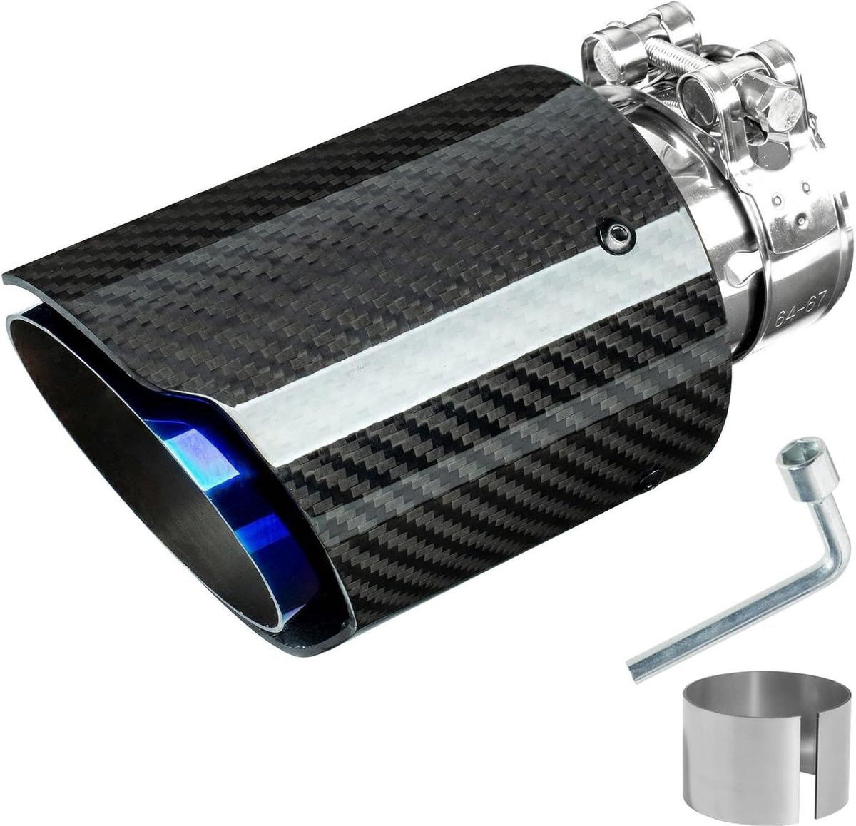 Stainless Steel en Carbon Uitlaatpunten 63 mm, Universele Inlaat en Uitlaat, Einddemper voor Diepere Motor Geluid, Eenvoudige Montage voor Auto's
