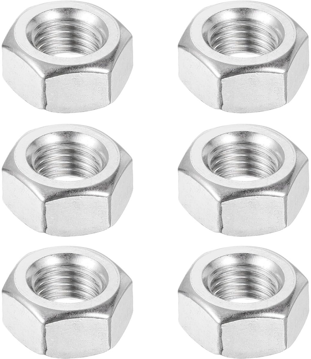 QUARKZMAN Zeskantmoeren M12 x 1,5 mm, 6 stuks roestvrij staal 304, fijne schroefdraad, metrisch, 19 mm breedte, 10 mm - ShopVlot