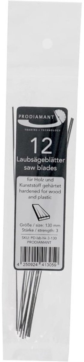 Set figuurzaagbladen - Fijn zaagblad - Voor zagen in hout en kunststof - Geproduceerd in Duitsland - Maat 3 - 12 stuks - Grijs