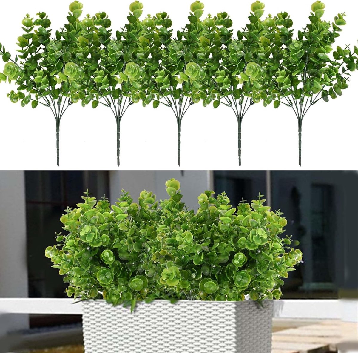 Eucalyptus Kunstgras Bundels voor Tuin en Balkon Decoratie - Waterdicht, Onderhoudsvriendelijk en Natuurlijk Groen