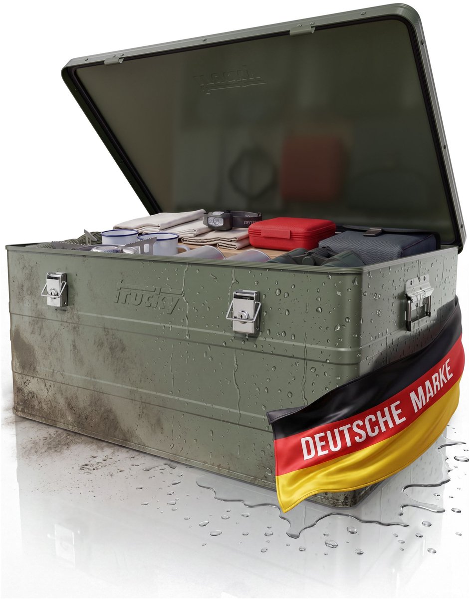 Aluminium kist met deksel – Selectie: Groen – Aluminium krat, transportkist, metalen kist, opbergbak – Afsluitbaar metalen krat – Trucky