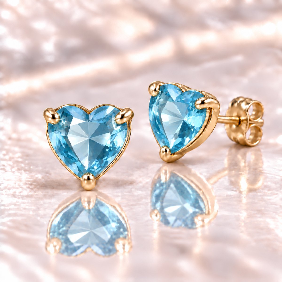Maevi® Geboortesteen Oorbellen - Hartje / Heart - Maand: December - Kleur: Goud - Formaat: 9mm - RVS / Stainless Steel / Roestvrijstaal - Geboorte Sieraden / Kraamcadeau / Verjaardag - Oorbellen / Oorknopjes - Hoge Kwaliteit - Incl. Luxe Verpakking