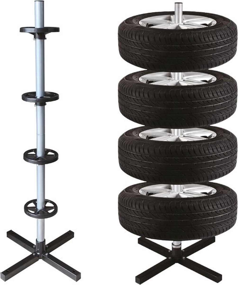 Verticale bandenhouder - Bandenrek voor banden - Ruimtebesparend opbergen - Met 4 afstandhouders - 15 x 20 x 30 cm