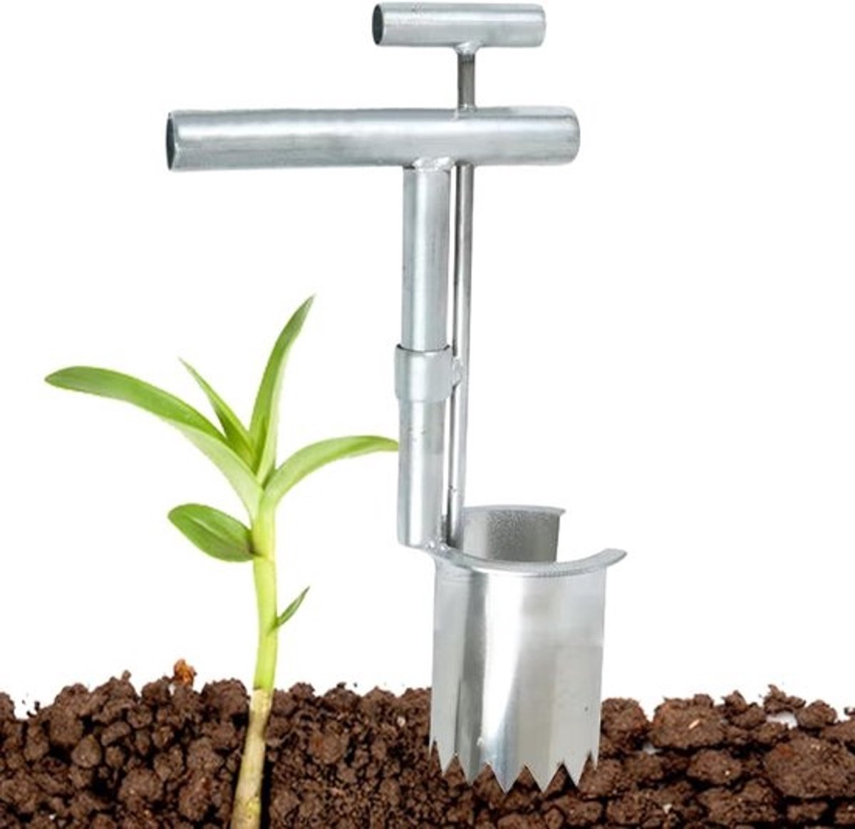 Plantenplanter - Bollenplanter voor de tuin - Efficiënt planten - Roestvrij staal - 35x25x13 cm - Zilverkleurig