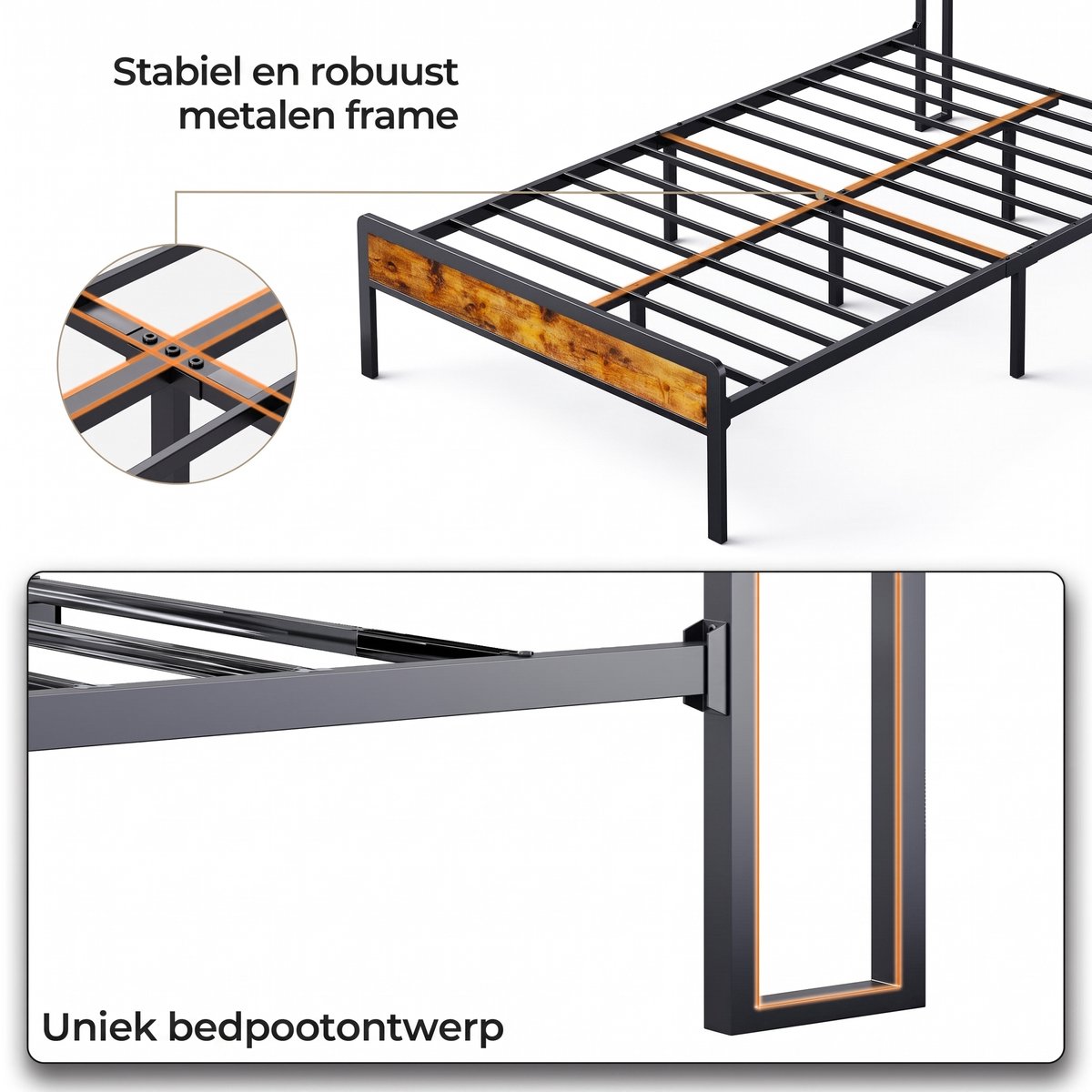 Xbro Gestoffeerd Bed 120 x 200 cm - Tweepersoonsbed met 35 cm Opbergruimte - Donkergrijs — cadeau in Cadeau-ideeën - foto 4