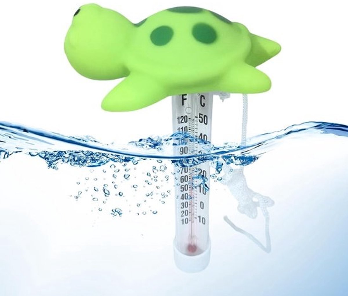 Zwembadthermometer - Watermeter voor spa - Temperatuur meten - Breekvast ontwerp - 15 x 7 cm - Schildpad