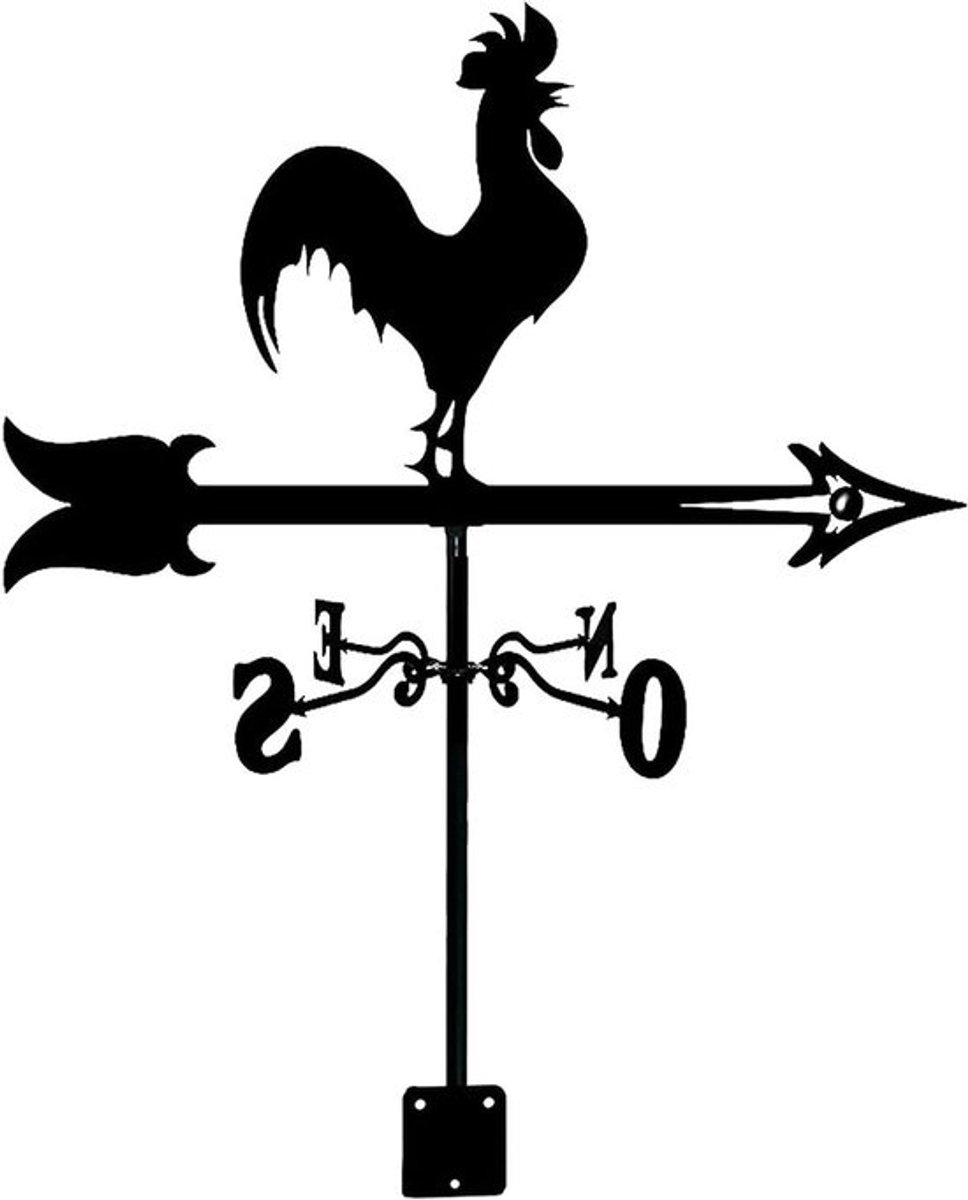 Metalen windwijzer kip - Tuinwindmeter - Tuindecoratie - Roestvrij staal - 50 x 30 cm - Zwart