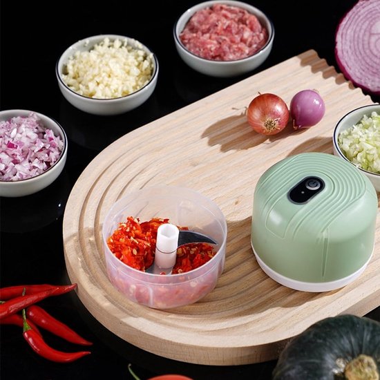 Mini-hakmolen - elektrisch - draagbaar - oplaadbaar via USB - 250 ml - voor het hakken van knoflook - chili - uien - vlees — afbeelding 5