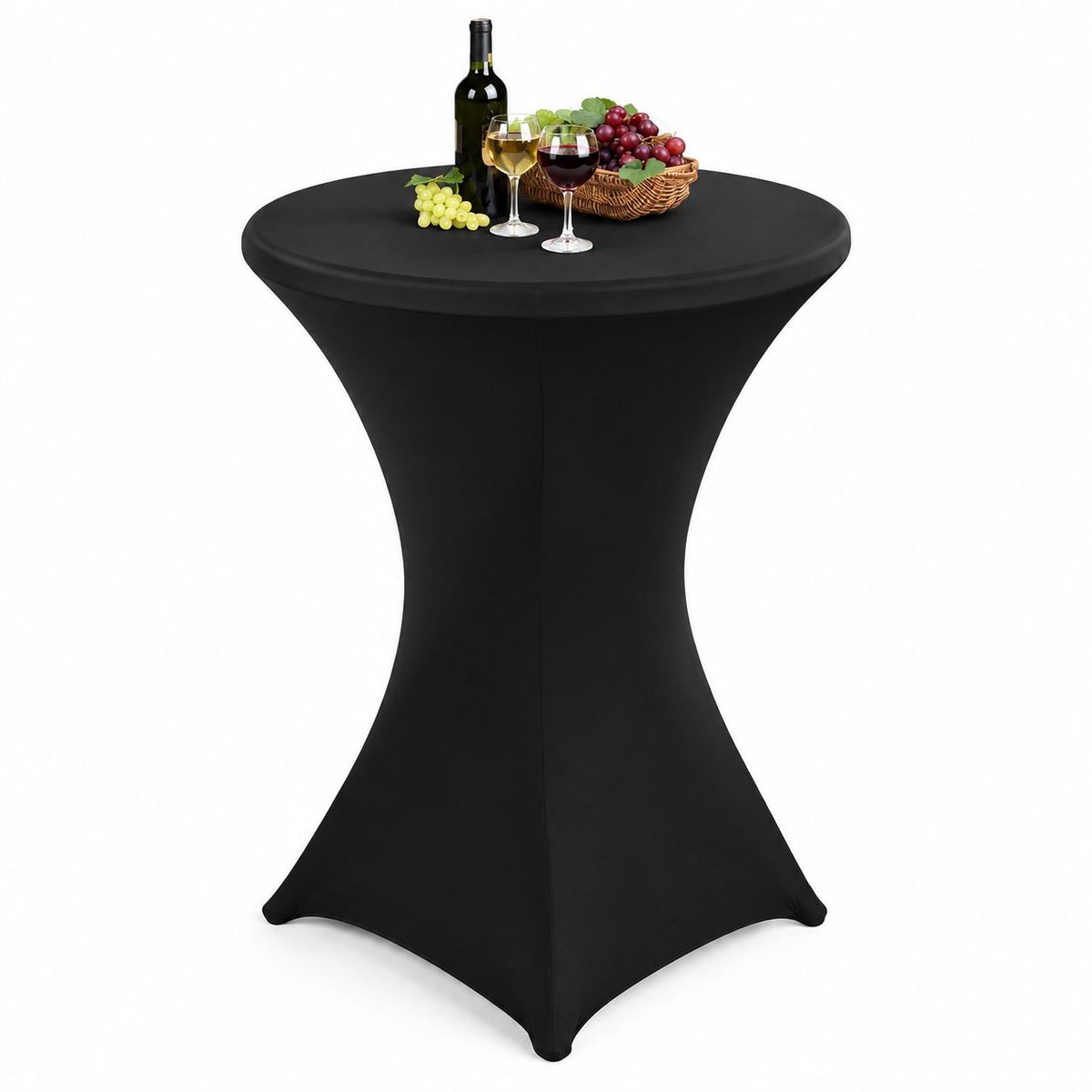 VHV - Statafelkleed - 1 stuks - 110 cm - Zwart - Statafelrok - Uitschuifbaar sta-tafelkleed - Stretch statafelhoes - voor restaurant