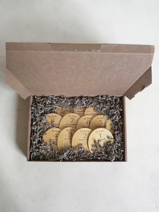 Ginkel Creations - Mijlpaalkaarten Baby - Hout Dieren Thema - 12 Stuks - Kraamcadeau — afbeelding 2
