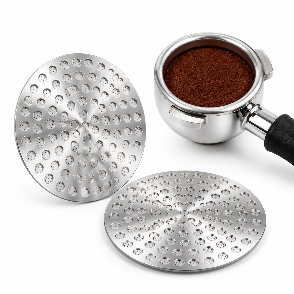 VHV - Koffiefilters - 2 stuks - Roestvrij staal - 5,3 x 5,3 x 0,8 cm - Zilver - Koffiezeefje - Accessoires - voor koffiemachines