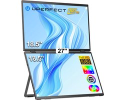 UPERFECT 18,5" Dual Draagbare monitor Delta Max 100Hz 100% sRGB tweede scherm met standaard, 1000:1-contrast, 178° kijkhoek en VESA-bevestiging voor laptop/Switch/MacBook