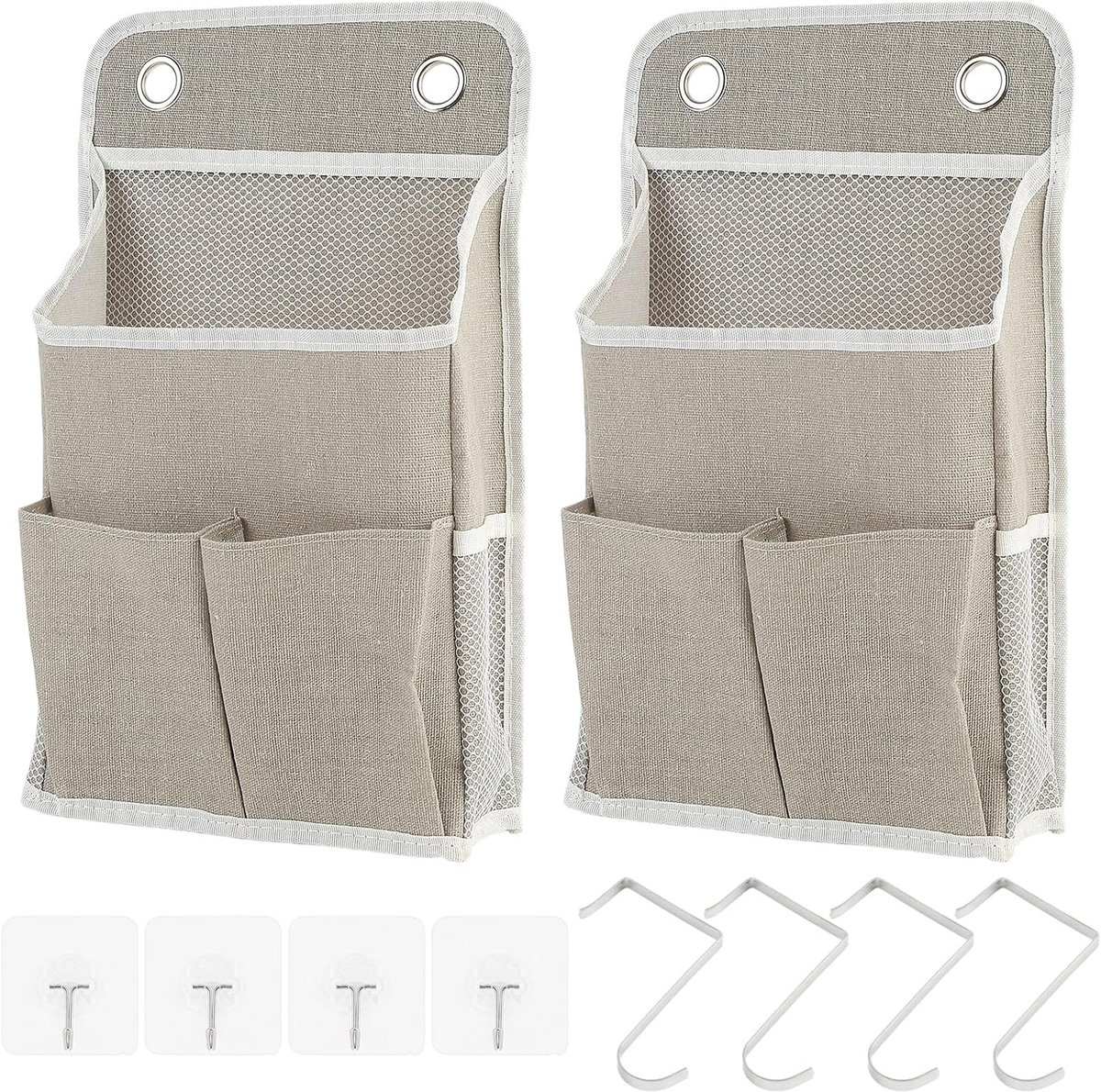Hanging Organizer met 8 Haken en 5 Compartimenten, Vouwbaar voor Camping en Thuisgebruik, 36 x 22 cm