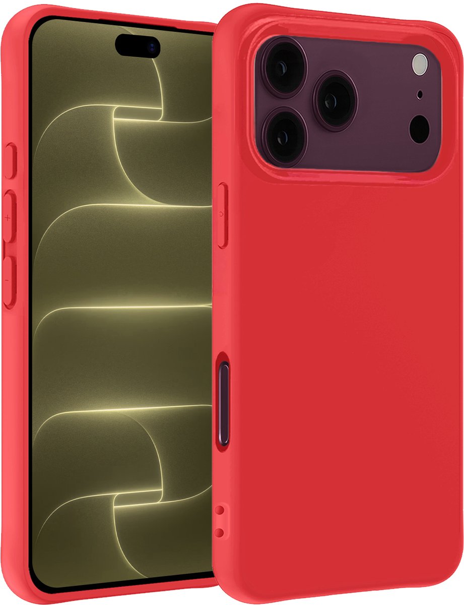 Hoesje - Geschikt voor Apple iPhone 18 Pro Max - Sterk & Shockproof - Hoes Cover - Siliconen Case - Telefoonhoesjes - Rood