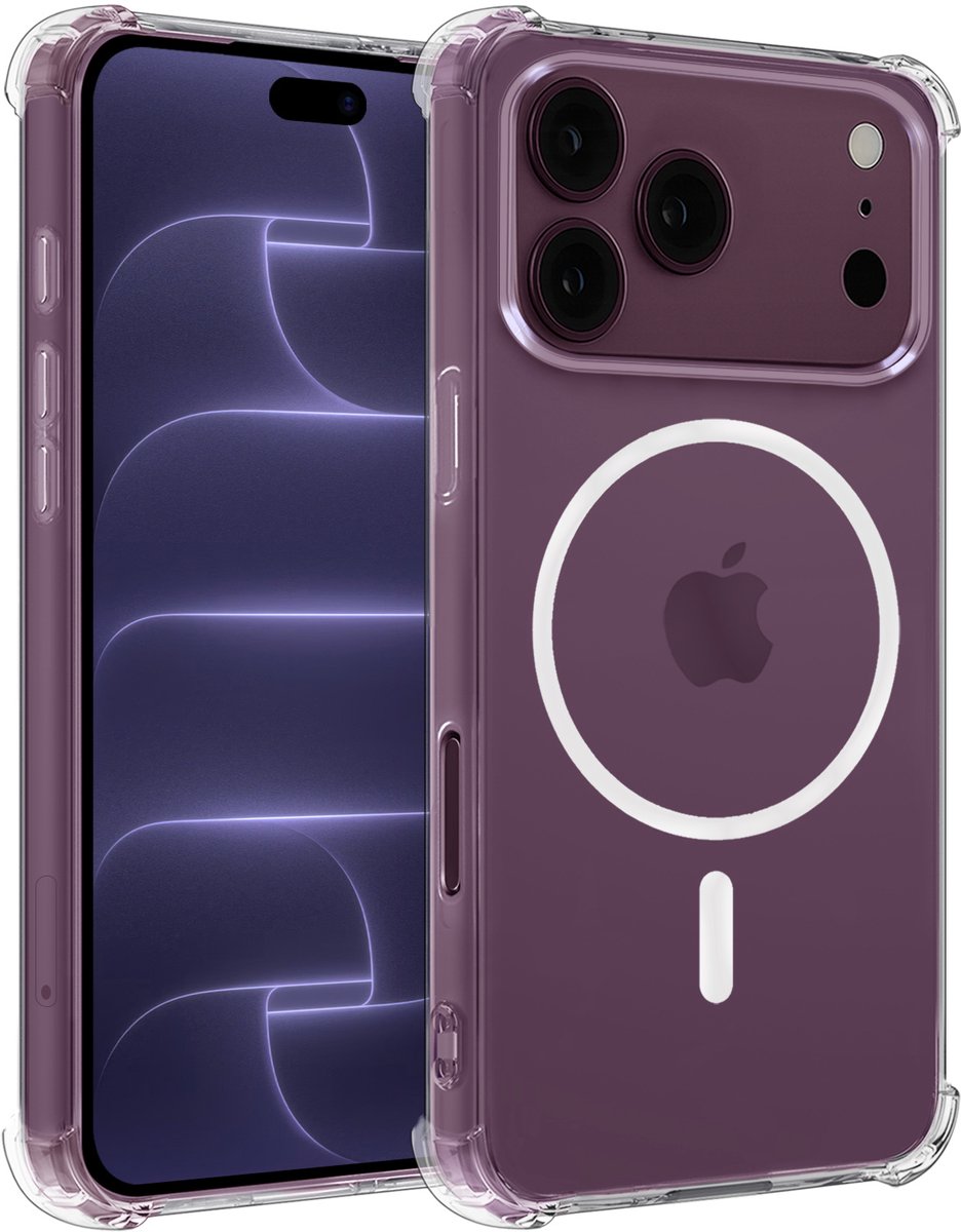Hoesje - Geschikt voor Apple iPhone 18 Pro - Magsafe Compatible - Sterk & Shockproof - Back Cover - Telefoon Hoes Shockproof - Shock Proof Case - Telefoonhoes - Transparant