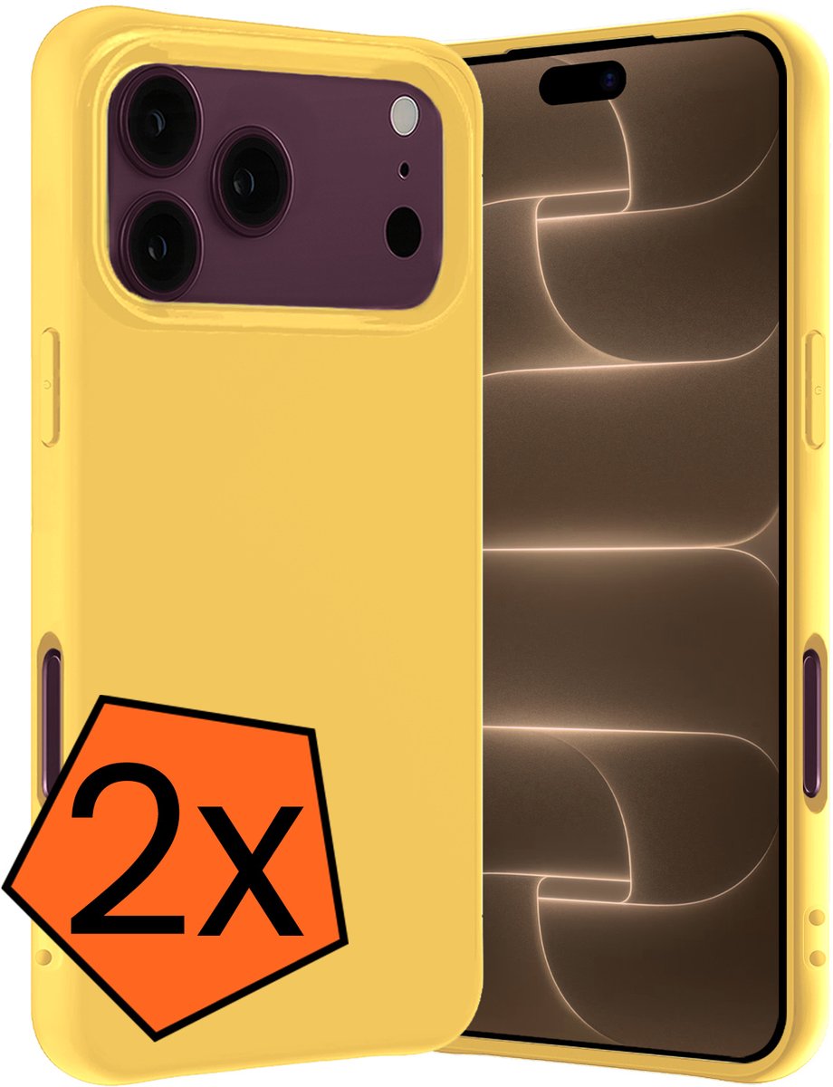 Hoes - 2 Stuks - Geschikt voor Apple iPhone 18 Pro Max - Sterk & Shockproof - Case Siliconen - Back Cover - Telefoon Hoes - Geel