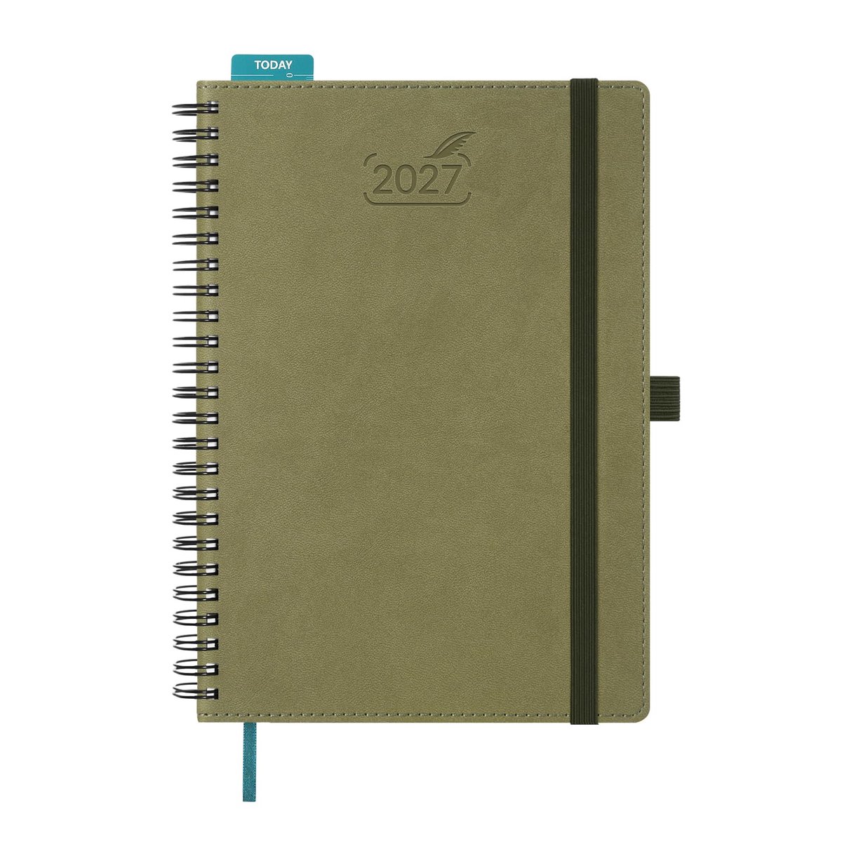 Kalender 2027 A5 ringband - PU-leer - 1 week 2 pagina's - weekplanner met maandregister - ShopVlot