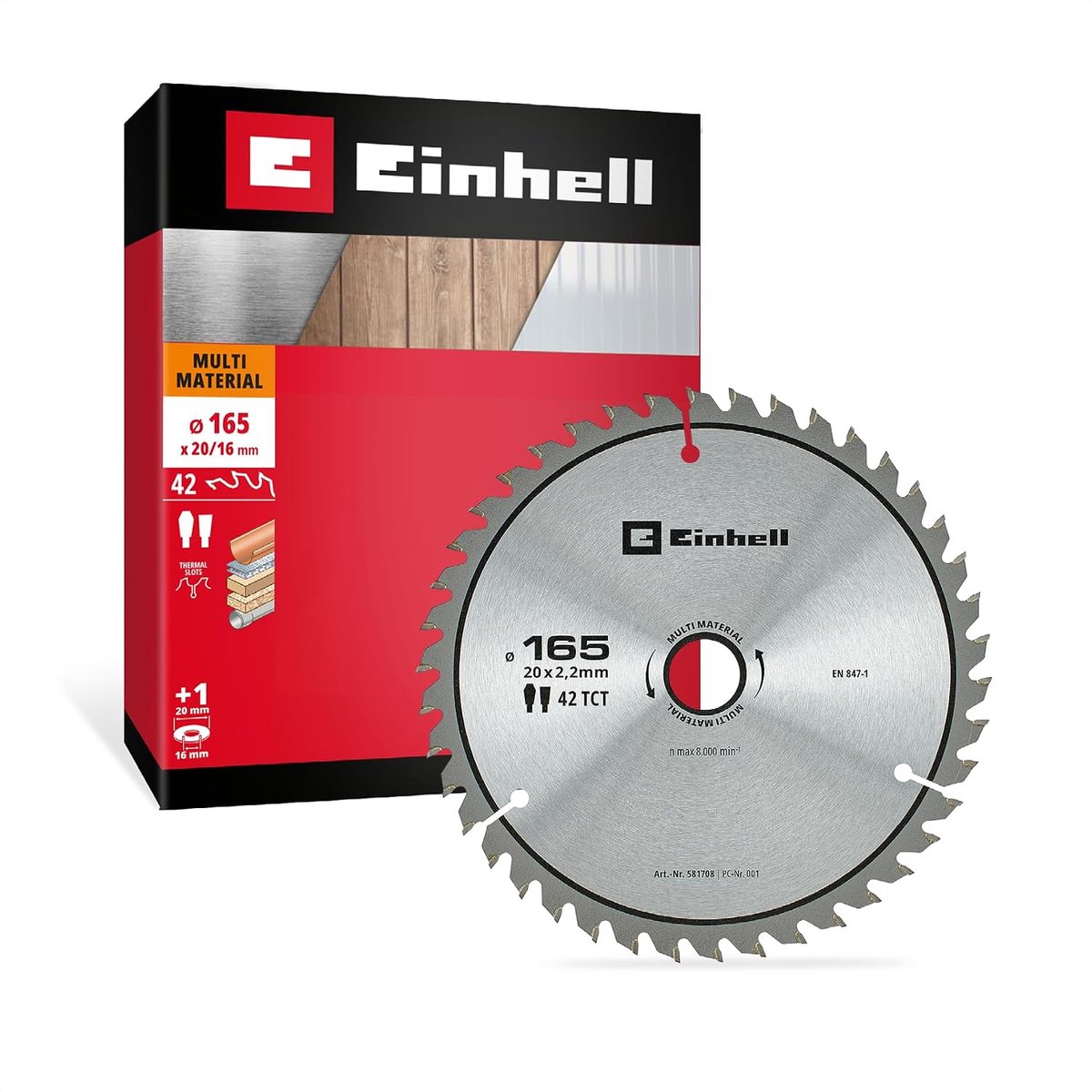 Einhell cirkelzaagblad, multi-materiaal, Ø 165 x 20 mm, 42 tanden