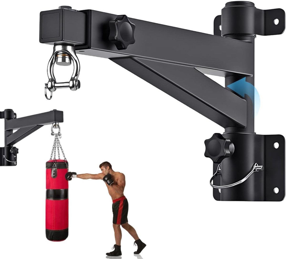Stevige muurbeugel voor bokszak met 360° stille rotatie, ideaal voor training en fitness