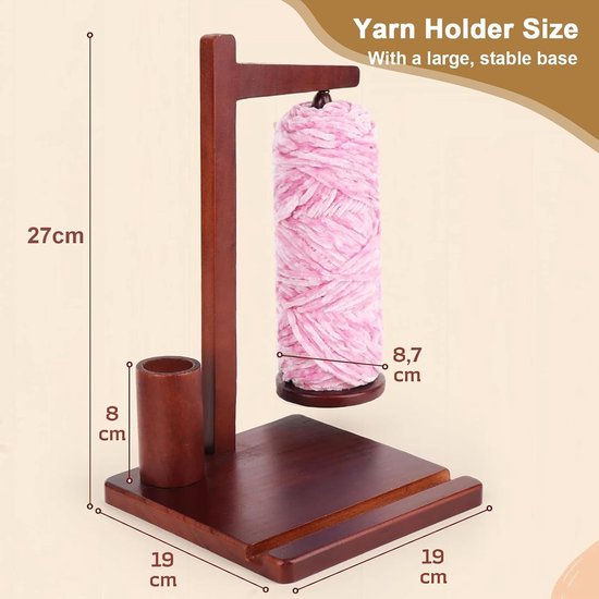 Multifunctionele Houten Spoel voor Wol met Telefoonhouder en Opbergruimte, Ideaal voor Breien en Reizen, Perfecte Accessoires voor Creatieve Projecten — afbeelding 5