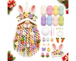 Haakset - Doe-het-zelf haakpakket - Haakpakket Pasen - DIY gehaakte deurhangerset - Handgemaakte set - Kerstversieringen - Feestelijke decoraties - Herfstdecoraties - Woondecoratie - Paasdecoratie - Beginners Creatieve Knutselset - Konijn