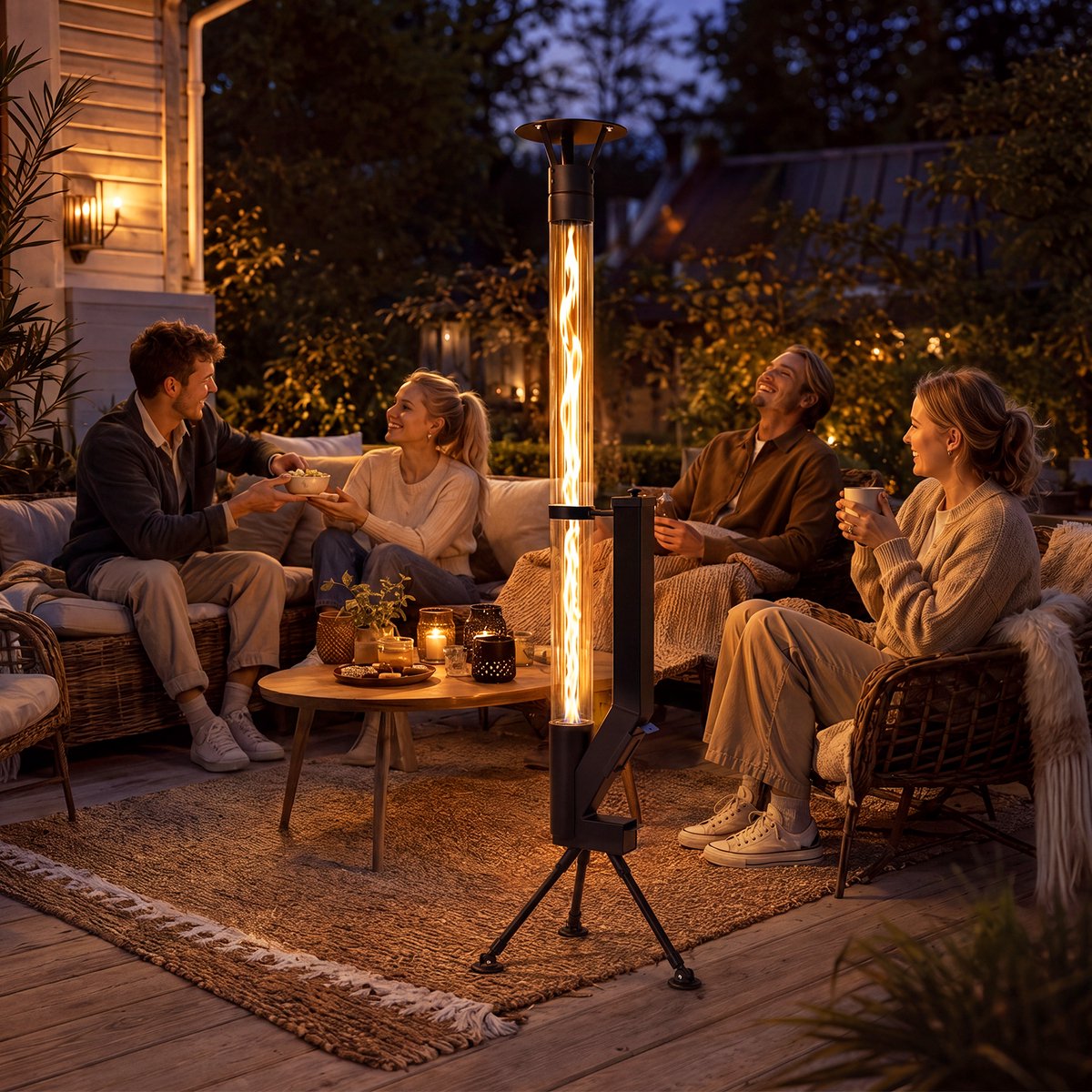 NETTLIFE Terrasverwarmer - 167 cm hoog - 5-6 kW hoog rendement - stabiele driepootvoet - grote capaciteit van 2 kg - brandtijd van 2 uur - geen elektriciteit/gas nodig - zwart - geschikt voor terrassen | veranda's | feesten & kamperen – foto 5