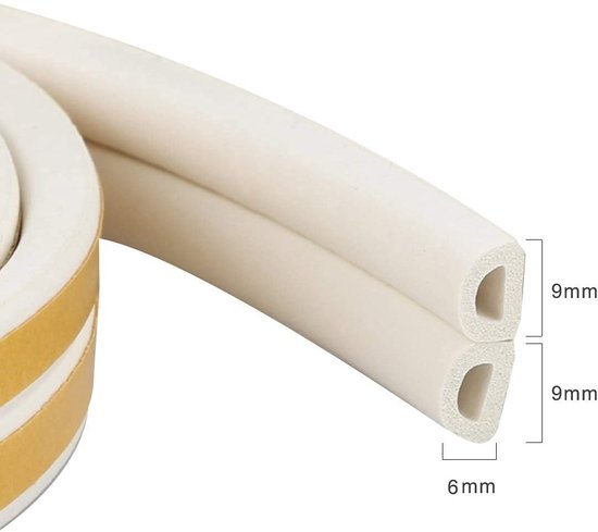 Zelfklevende D-Type Foam Sealing Strip van 16 Meter voor Geluidisolatie en Tochtwering bij Deuren en Ramen — afbeelding 3